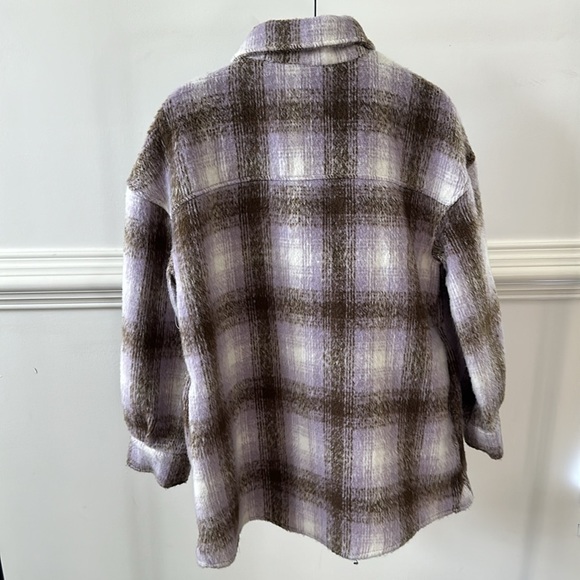 Plaid lavender and brown shacket - Picture 3 of 3